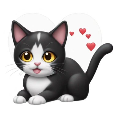 Tuxedo cat eye blowing heart kiss sticker