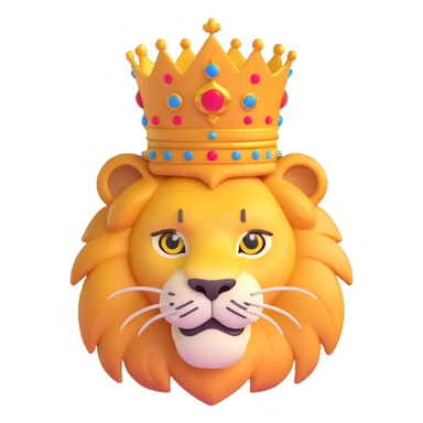 cute lion head with crown on top sticker
