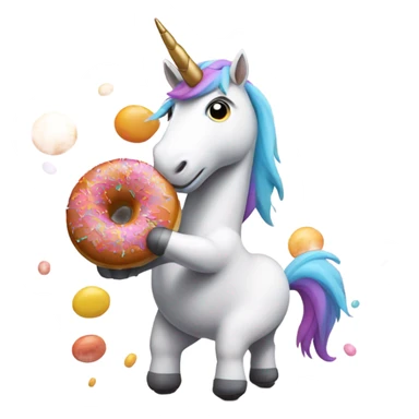 Unicorn eating a dounut with a basketball ball sticker