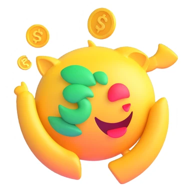 money, 3D emoji style, shiny, smooth, vibrant sticker