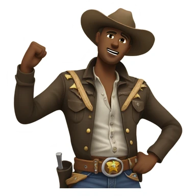 Dancing cowboy ready to go to war ￼ sticker