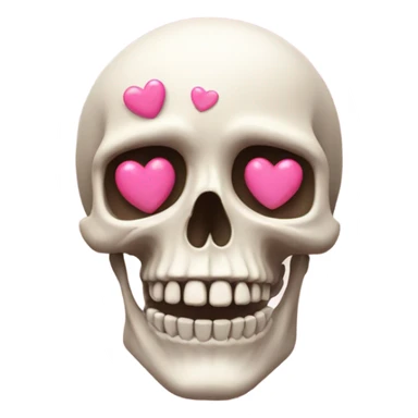 Skeleton head with pink hearts  sticker