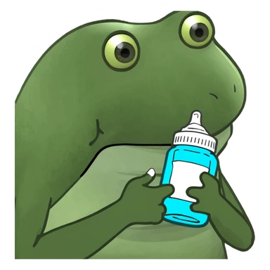 bufo frog meme style holding a pill bottle, pharmacology theme sticker