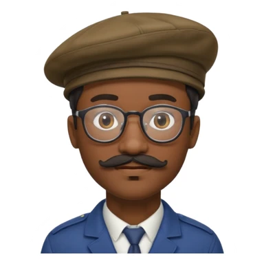 A black man with a mustache, wearing glasses, and a beret tilted to the right. sticker