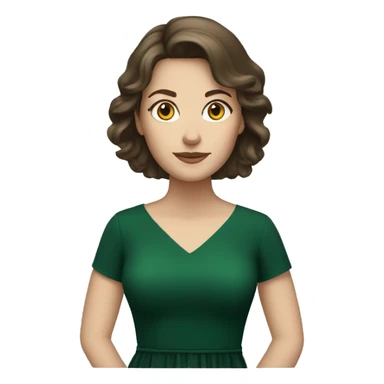 white woman with brunette hair in dark green dress  sticker
