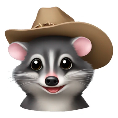 Virginia opposum with a cowboy hat sticker