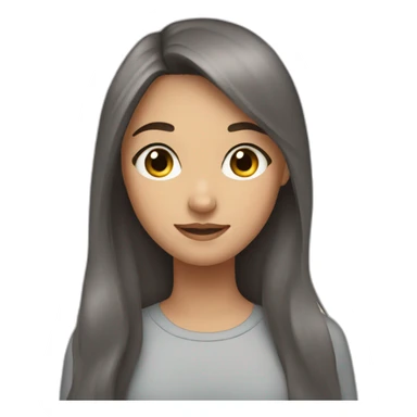Girl with long brown hair and two Grey bannies sticker