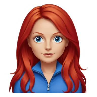 Geri Halliwell with red long hair, blue eyes, red outfit sticker