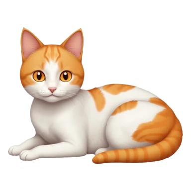 full body tiny short hair ginger and white cat with orange eyes lying down sticker