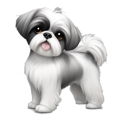 ballerina shihtzu white and black and grey sticker