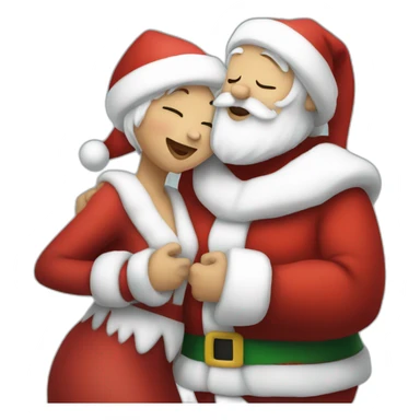 full body santa and mrs. claus kiss hug sticker