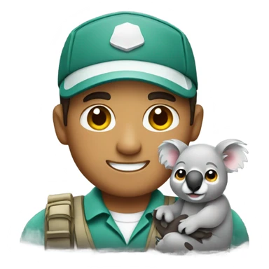 Male zookeeper holding koala sticker
