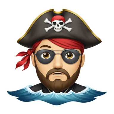 pirate with eye sailing a ship in strom sea background sticker