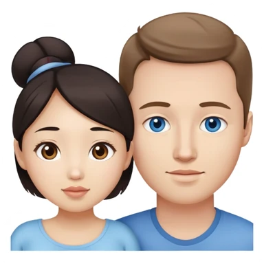 Asian girl with brown eyes pregnant and white guy with blue eyes couple  sticker