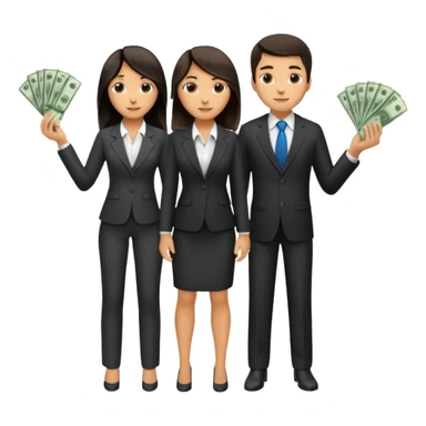 Una pareja (chico y chica de 28 años) vestidos con traje profesional y con dinero sticker