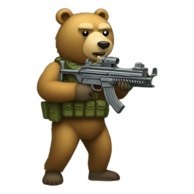 Bear with a MG42 machine gun sticker