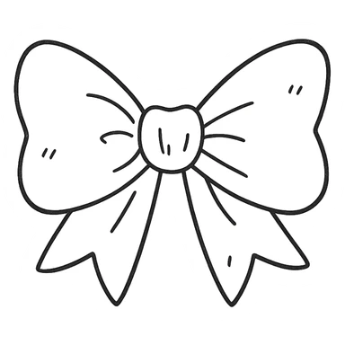 cute pink bow tie hand drawn outline style, black and white, no color sticker