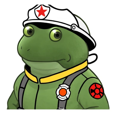 bufo in a fir fighter suit sticker
