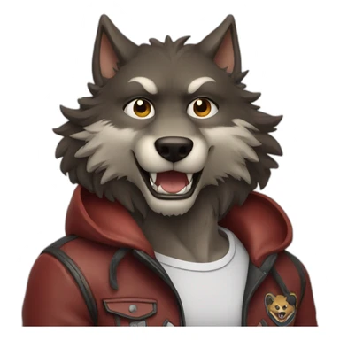 Werewolf wearing varsity jacket sticker
