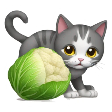 cat eating cabbage sticker