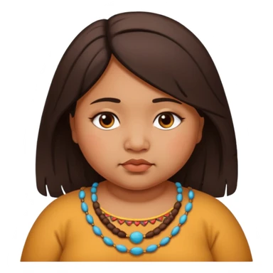 A north eastern brown (indian ) girl who is chubby but cute and her hair is mid length and her eyes are a little downturned sticker