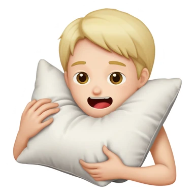 person biting pillow sticker