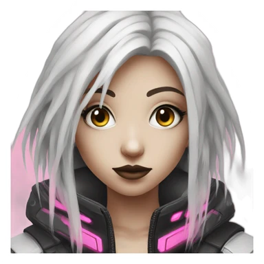 white cyberpunk girl with pink eyes sticker