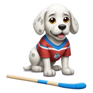 Dog playing ice hockey sticker