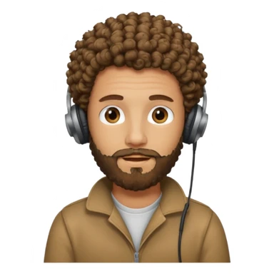 curly haired with headphones in and beard boy sticker