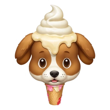 Cute fuzzy dog with ice cream on his head sticker