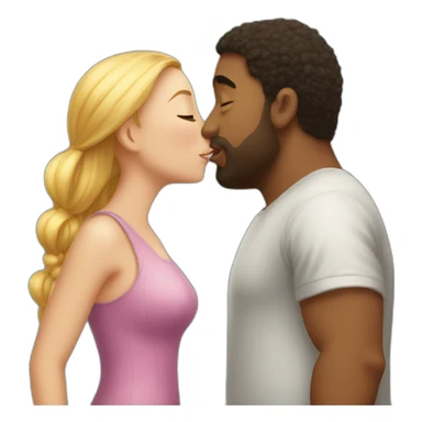 A tall fat boy kissing a short beautiful girl sticker