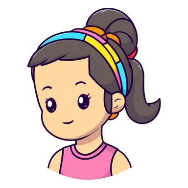 girl with ponytail and colorful headband sticker