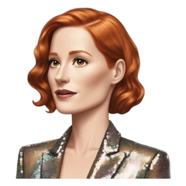 Audrey fleurot smooth long hair multicolored sequined suit sticker