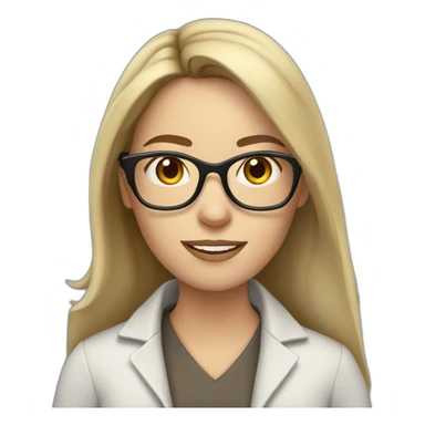 White woman with long dark brown hair using glasses writing sticker