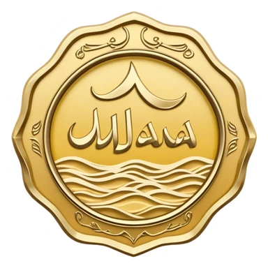 "A golden badge-like logo with wavy edges, resembling a seal. The text 'MAHANA' is at the top, while 'M.H.N' is centered. At the bottom, the Persian text 'ماحانا' is displayed. The color scheme consists of shades of gold and yellow with soft shadows for a three-dimensional effect. The design is simple and formal, suitable for branding." sticker