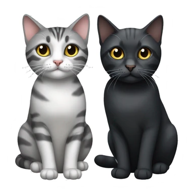 grey tabby cat and black white cat sticker