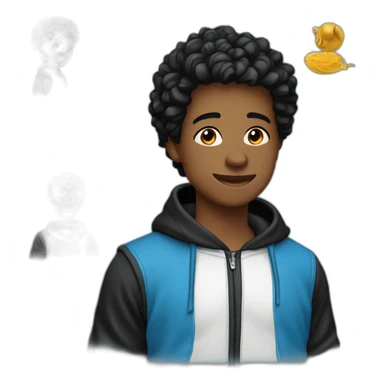 Jeune-garçon-cheveux-Noir-hoodie-bleu sticker