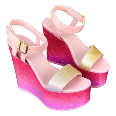 Pink ombre platform-sandals with glitter  sticker