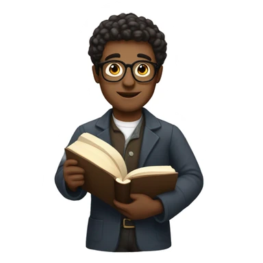 a literary curator with a book in his hands sticker