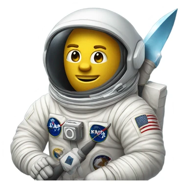 Neil Armstrong in an Astronaut suit holding a picaxe sticker