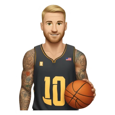 A Caucasian basketball player with many tattoos sticker