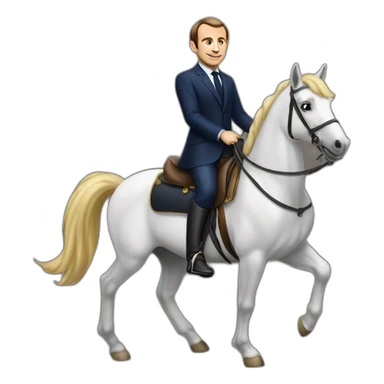 Emanuel Macron sur un poney sticker