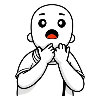 person choking themselves, cartoonish style sticker