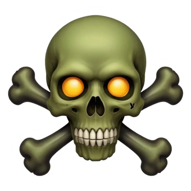 a poisonous cloud of gas, dark swamp color, with an image of a skull and two crossed bones behind the skull sticker