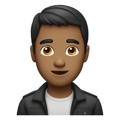 
A guy with a short dark haircut looks at the camera sticker