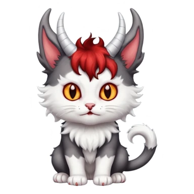 dark grey and white devil satan kitten sticker