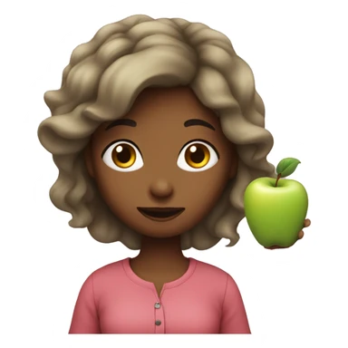 a girl with a aple sticker