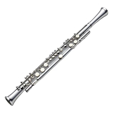 Cinematic Realistic Flute, polished silver metal with precise keywork, soft reflections of warm light dancing along its length, a musician’s delicate fingers pressing the keys, glowing with a sleek and elegant charm. sticker