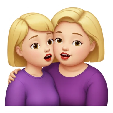Chubby little woman kissing tall woman with huge teeth and short hair sticker