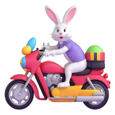Easter bunny riding a motorcycle sticker